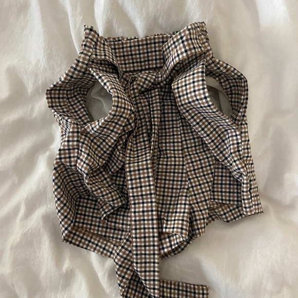 H&M Divided Brown Gingham Tie Shorts - Picture 5 of 6
